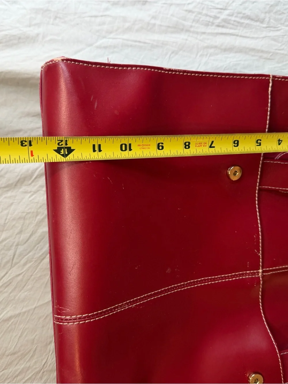 Red Leather Laptop Tote Bag with Dual Top Handles